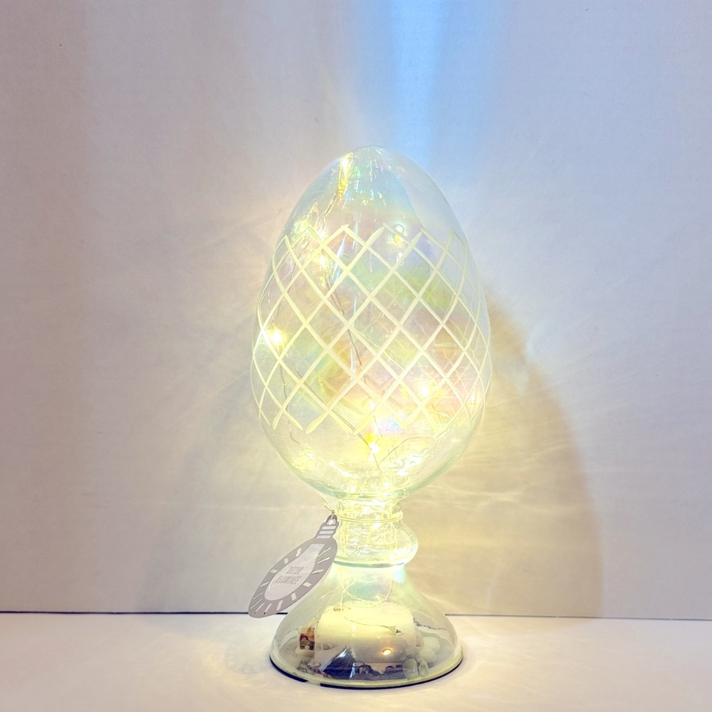 Gorgeous! Iridescent Glass LED Egg Light 10” x 5”